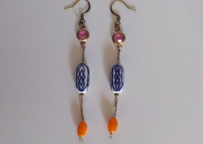 Boucles D'oreilles, Céramique, Pierres De Couleur, Perles De Couleur En Verre