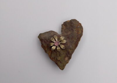 Broche, Granit Rose, Serti Argent, Pierre De Couleur